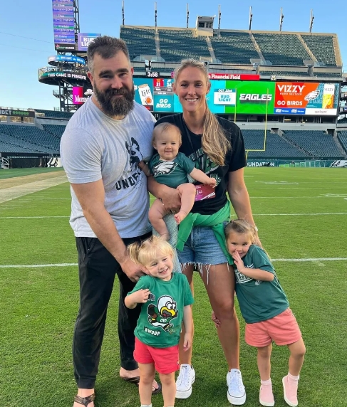 Jason Kelce with his wife and their children